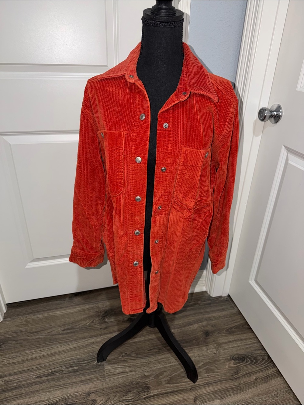 Essentials Orange Corduroy Snap-Front Jacket size small